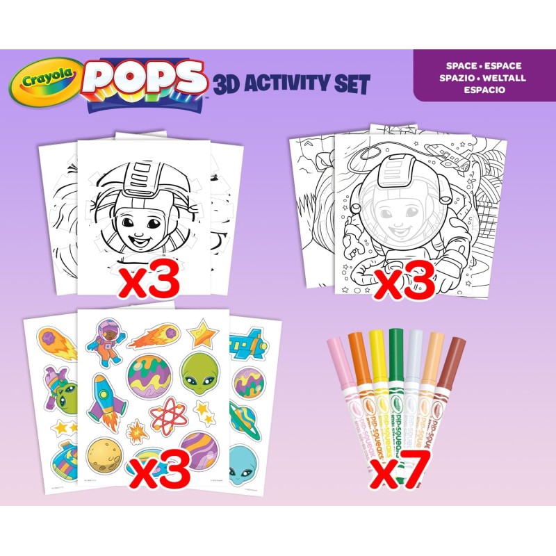 CRAYOLA POPS Set Attività 3D Mondo Marino - Per Colorare E Creare Disegni 3D, Con Pennarelli Lavabili E Adesivi, Gioco Creativo Per Bambini Da 6 Anni - Foto 5