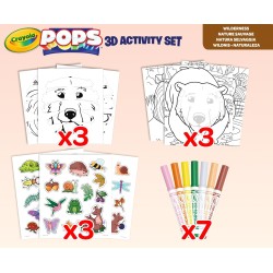 CRAYOLA POPS - Set Attività 3D, per Colorare e Creare disegni in 3D, Attività Creativa soggetto Natura Selvaggia - 04-2807