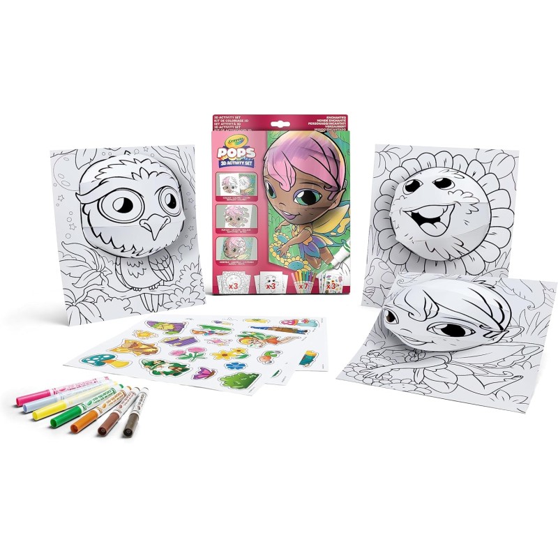 CRAYOLA POPS - Set Attività 3D, per Colorare e Creare disegni in 3D, Attività Creativa soggetto Personaggi Incantati - 04-2801