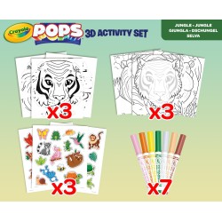 CRAYOLA POPS - Set Attività 3D, per Colorare e Creare disegni in 3D, Attività Creativa soggetto Giungla - 04-2802