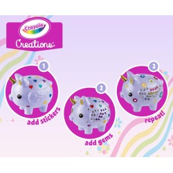 CRAYOLA CREATIONS - Set Decora il Tuo Salvadanaio con Adesivi e Cristalli, Attività Creativa e Regalo per Bambine - 04-2917