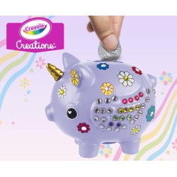 CRAYOLA CREATIONS - Set Decora il Tuo Salvadanaio con Adesivi e Cristalli, Attività Creativa e Regalo per Bambine - 04-2917