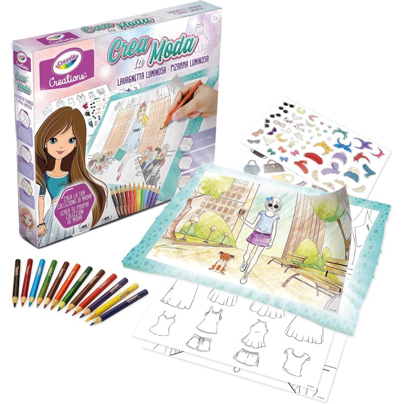 CRAYOLA CREATIONS - Crea la Moda, Lavagnetta Luminosa per Creare Una Collezione di Moda, attività Creativa - 25-5980