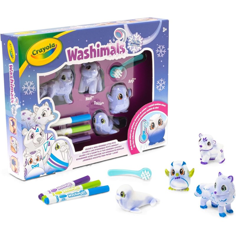 CRAYOLA WASHIMALS - Arctic Adventure - Set Attività, per Colorare e Fare Il Bagnetto ai Cuccioli - 74-7514