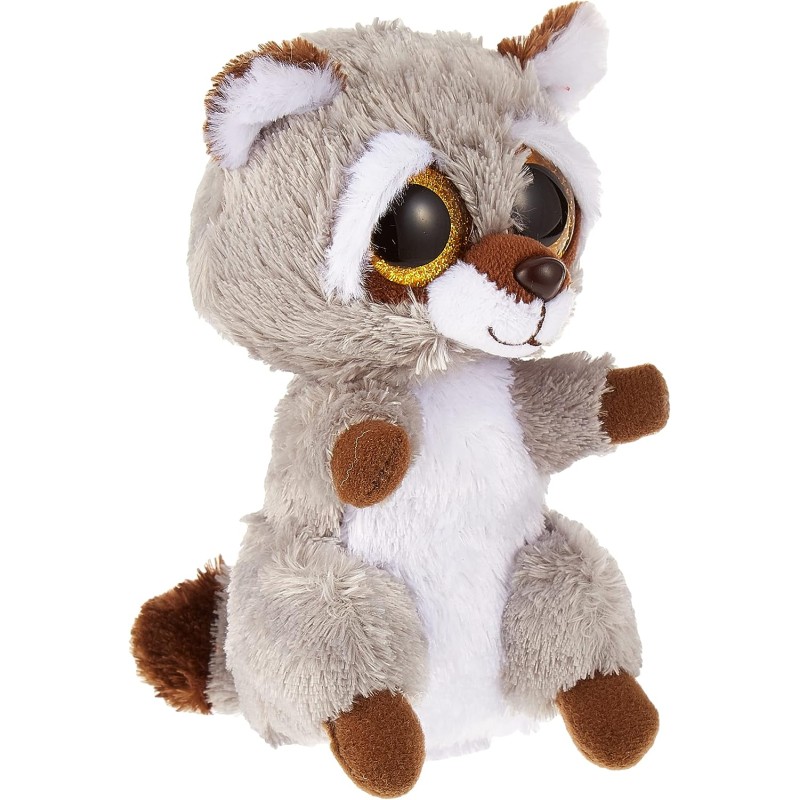 Ty Plush - Beanie Boos - Peluche Procione - Oakie - Grigio con occhioni glitter dorati - Il morbido pupazzo con gli occhi grandi