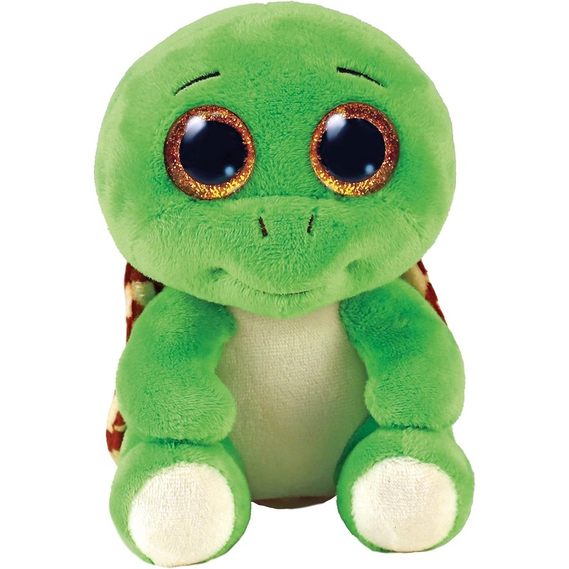 Ty Plush - Beanie Boos - Peluche Tartaruga - Turbo - Verde - Peluche con occhioni glitter dorati con gli occhi grandi scintillan