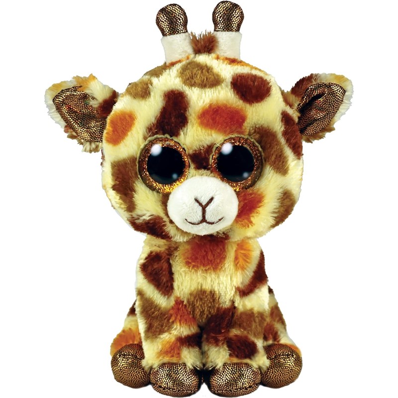 Ty Plush - Beanie Boos - Peluche Giraffa - Stilts - Giallo e Marrone - Peluche con zampe e occhioni glitter dorati con gli occhi