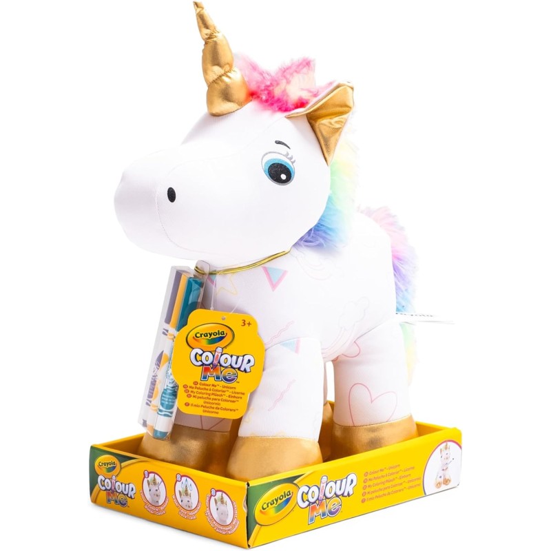 CRAYOLA Colour Me Plush - Peluche Colorabile con 3 Pennarelli, Soggetto Unicorno, attività Creativa - 4026316