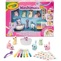 CRAYOLA - Washimals Pets- Set Attività con Adesivi Colori Pastello, per Colorare e Fare Il Bagnetto ai Cuccioli - 74-7515