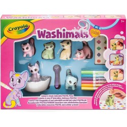 CRAYOLA - Washimals Pets- Set Attività con Adesivi Colori Pastello, per Colorare e Fare Il Bagnetto ai Cuccioli - 74-7515