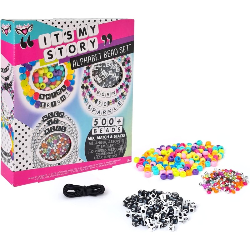 CRAYOLA FASHION ANGELS - Set Crea i Tuoi Braccialetti Alphabet Bead – It’s My Story, attività Creativa - F12432