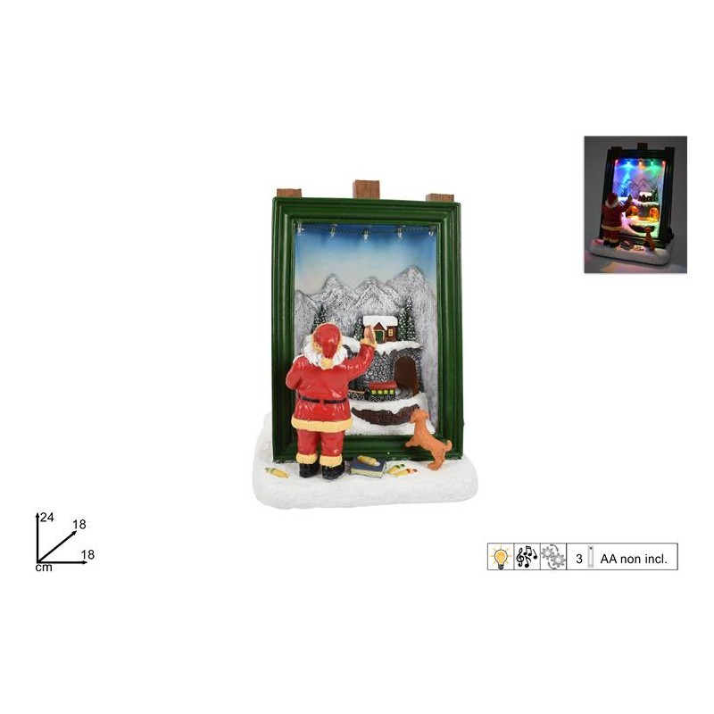 GIOSTRINA BABBO NATALE PITTORE CON MOVIMENTO, LUCI E SUONO GIOSTRINA BABBO NATALE PITTORE CON MOVIMENTO, LUCI E SUONO