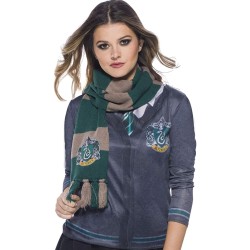 Rubies - Harry Potter - Sciarpa Serpeverde Deluxe, Verde e Grigio, Taglia Unica Unisex-Bambini -IT39034