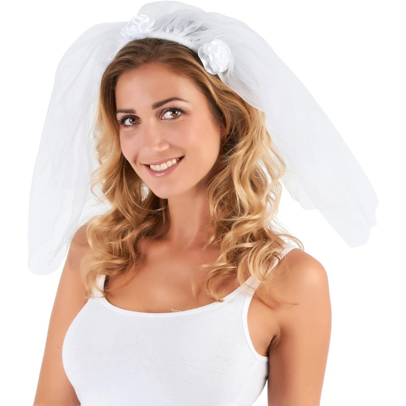 Carnival Toys - Velo da Sposa con Cerchietto Travestimento Matrimonio, 05889