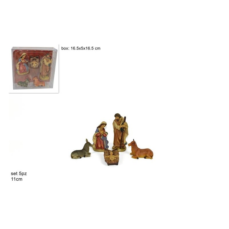 BOX NATIVITA 11 CM SET 5 PZ IN PVC