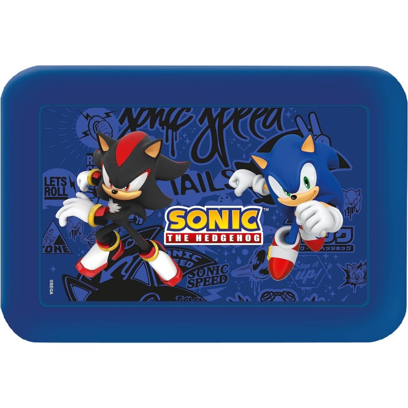 Sonic Portamerenda per Bambini in Plastica - Scuola Asilo Ricreazione Merenda BLU