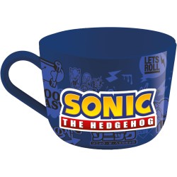 Sonic Tazza Colazione con Manico 450 ML - Per Bambini Scuola Asilo Casa Bevande Calde In Melamina