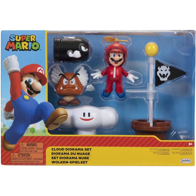 Super Mario - Personaggi Multipack Diorama 6 cm Set da Gioco – Nuvole Mondo Film Watch