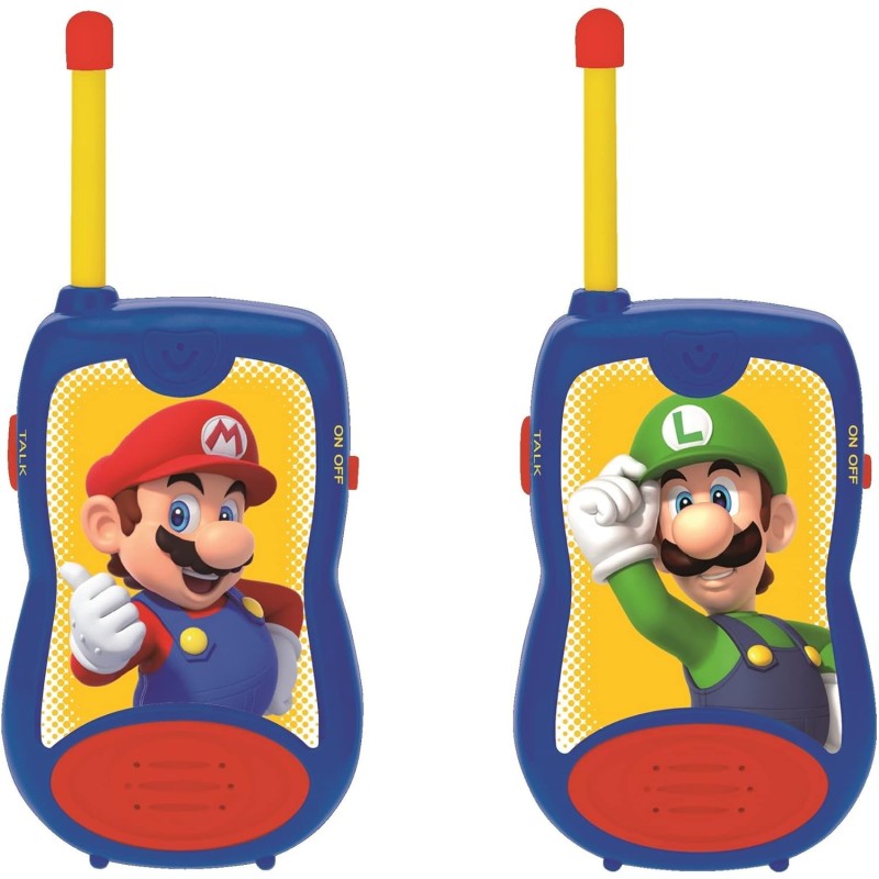 Lexibook - Nintendo Super Mario Walkie-Talkie, Clip da Cintura, Batteria, per Bambini/Ragazzi, Blu/Rosso, Colore, TW12NI