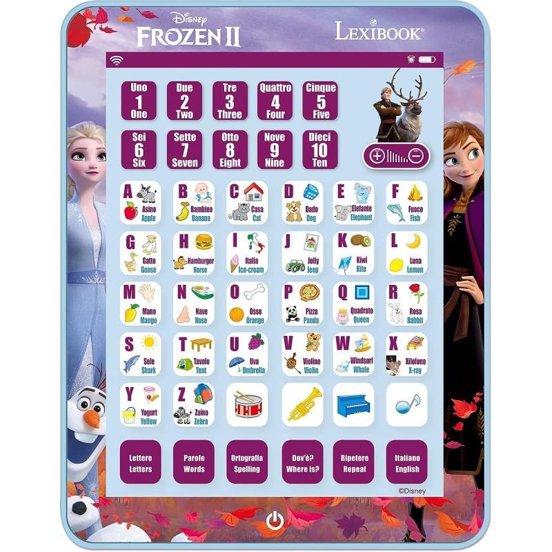 Lexibook - Touchscreen ed Effetti sonori Frozen Tablet bilingue per Imparare