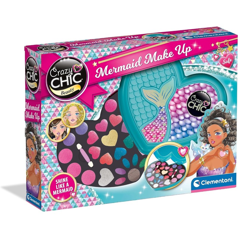 Clementoni- Crazy Chic-Love Trousse, Cofanetto con Trucchi Lavabili, Set Cosmetici 6 Anni, Make Up Bambina, 18781