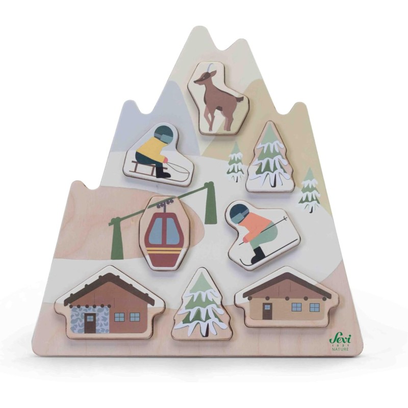 Trudi Sevi 87858 - Puzzle Forme a Incastro Dolomiti | Trudi by Sevi | Giochi in legno 29x3x28cm | Sevi Nature