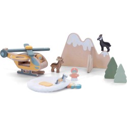 Trudi Sevi 87863 - Play Set Elisoccorso Dolomiti | Trudi by Sevi | Giochi in legno 29x11,5x19cm | Sevi Nature