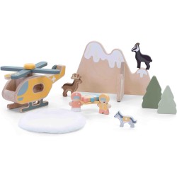 Trudi Sevi 87863 - Play Set Elisoccorso Dolomiti | Trudi by Sevi | Giochi in legno 29x11,5x19cm | Sevi Nature