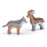 Trudi Sevi 87865 - Mix o Match Animali Dolomiti Lupo-Cervo | Trudi by Sevi | Giochi in legno 23x6x15,5cm | Sevi Nature