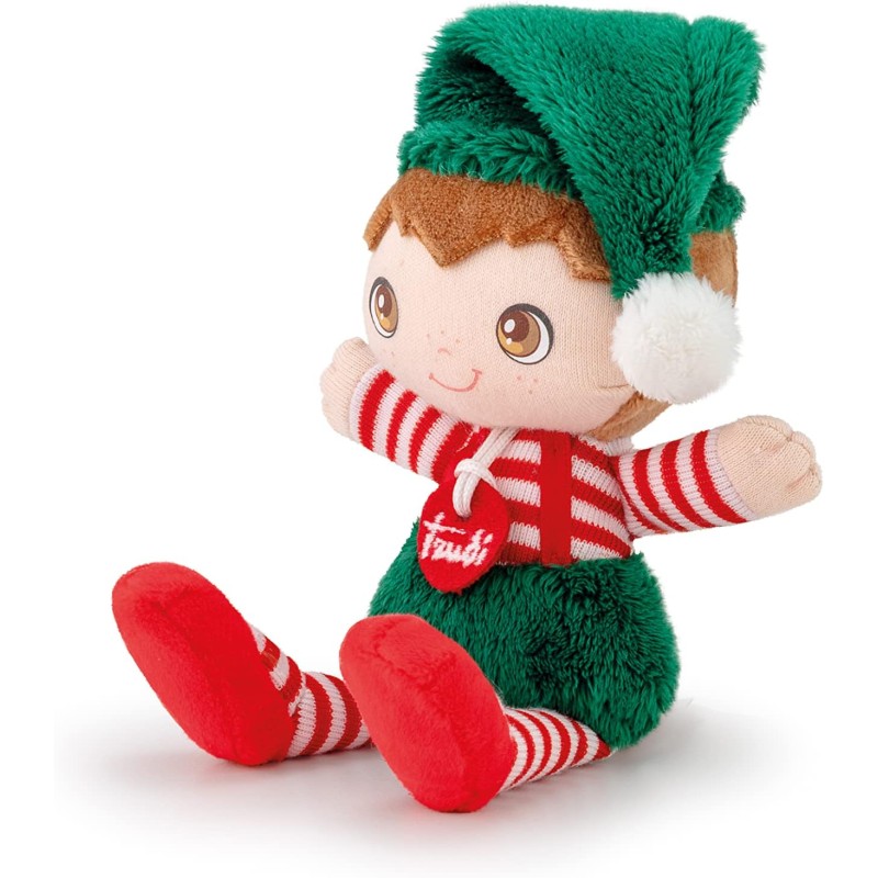 Trudi 12323 - Peluche Elfo Rudy, Colore Rosso/Verde XXS