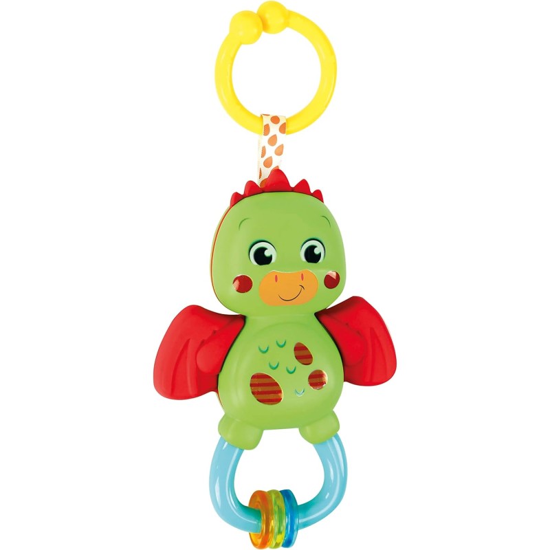 Clementoni - 17779 - Little Dragon Rattle - Sonaglio Neonato con Massaggiagengive, Giocattolo Bambini 3 Mesi, Rafforza Le capaci