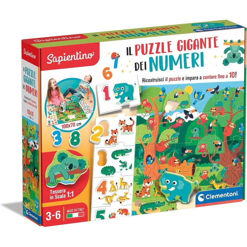 Clementoni - 16652 - Sapientino - Il Puzzle Gigante Dei Numeri - Gioco Educativo Per Imparare I Numeri, Puzzle Con Tessere Ad In