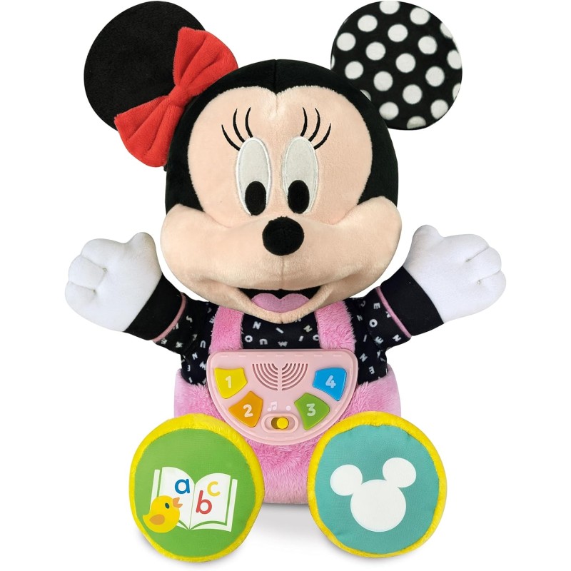 Clementoni - 17852 - Baby Minnie Prime Storie-Raccontastorie, Storyteller Disney, Peluche Interattivo Bambini 12 Mesi, Educativo