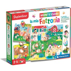 Clementoni - 16787 - Sapientino Gioco Educativo 2 Anni, Flashcards Montessori, Puzzle Sagomato, Animali della Fattoria