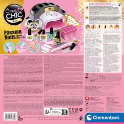 Clementoni - 18784 - Crazy Chic - Nail Passion Kit Colorati Lunga Durata, Professionali Decorazioni Unghie, con Macchina Asciuga