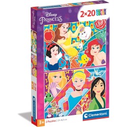 Clementoni - 24766 - Supercolor Puzzle - Disney Princess - 2 X 20 Pezzi