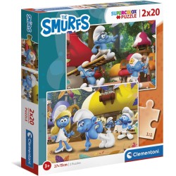 Clementoni - 24789 - The Smurfs Supercolor - Puzzle, Medium, 2X20 Pezzi