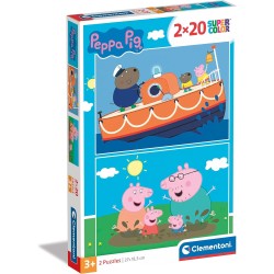 Clementoni - 24797 - Puzzle Peppa Pig Supercolor Pig-2X20 (Include 2 20 Pezzi)