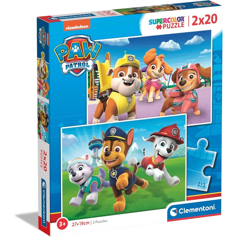 Clementoni - 24800 - Puzzle Paw Patrol Supercolor Patrol-2X20 (Include 2 20 Pezzi)