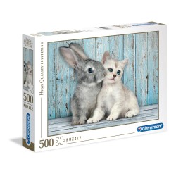 Clementoni - 35004 - Puzzle High Quality Collection Cat e Bunny 500 pezzi