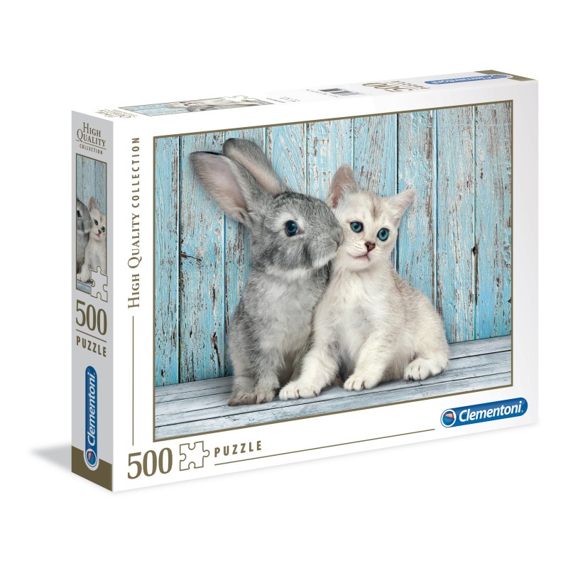 Clementoni - 35004 - Puzzle High Quality Collection Cat e Bunny 500 pezzi