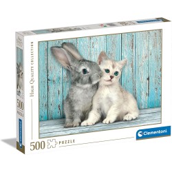 Clementoni - 35004 - Puzzle High Quality Collection Cat e Bunny 500 pezzi