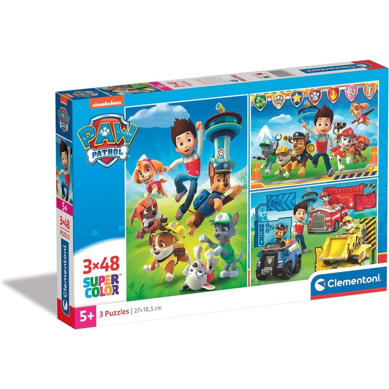 Clementoni - 25209 - Paw Patrol Supercolor Puzzle, 3 X 48 Pezzi