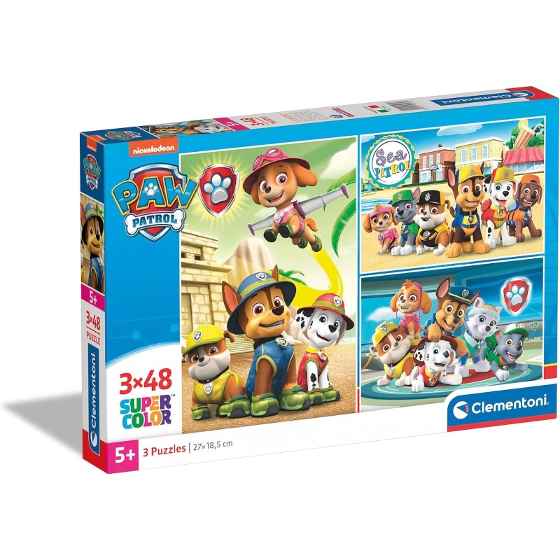 Clementoni - 25262 - Paw Patrol Supercolor Puzzle - 3x48 (3 48 pezzi)