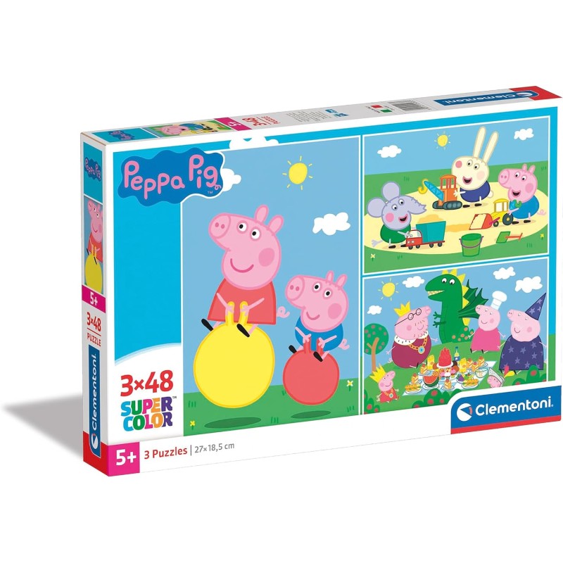 Clementoni - 25263 - Peppa Pig Supercolor Puzzle - 3x48 (3 48 pezzi)