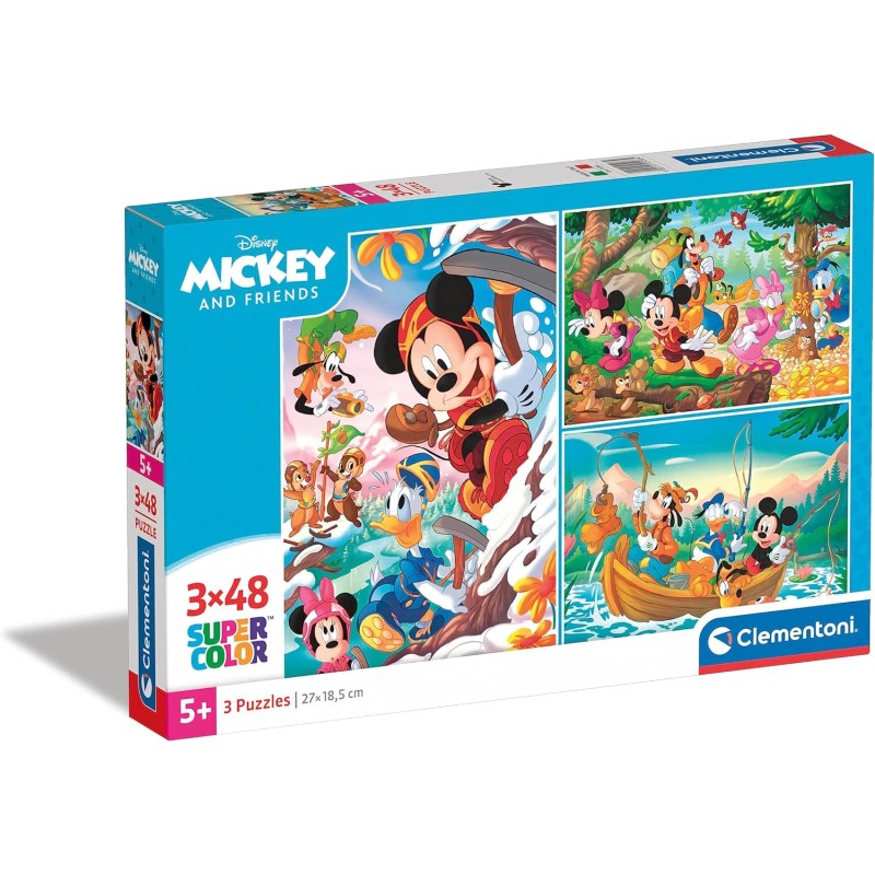 Clementoni - 25266 - Mickey Mouse Supercolor Disney and Friends Puzzle - 3x48 (3 48 pezzi)