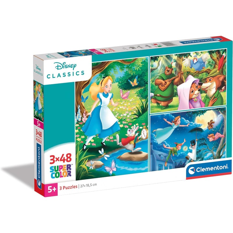 Clementoni - 25267 - Supercolor Disney Classic Puzzle - 3x48 (3 48 pezzi)