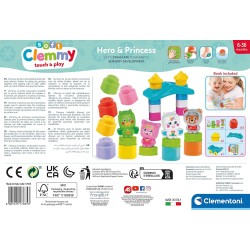 Clementoni - 17835 - Soft Clemmy - Baby Hero & Princess Set - Set Costruzioni Prima Infanzia, Mattoncini Morbidi Clemmy