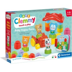 Clementoni - 17884 - Soft Clemmy - Baby Happy Farm - Set Costruzioni Prima Infanzia, Mattoncini Morbidi Clemmy
