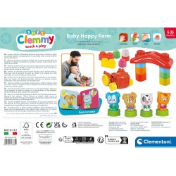 Clementoni - 17884 - Soft Clemmy - Baby Happy Farm - Set Costruzioni Prima Infanzia, Mattoncini Morbidi Clemmy